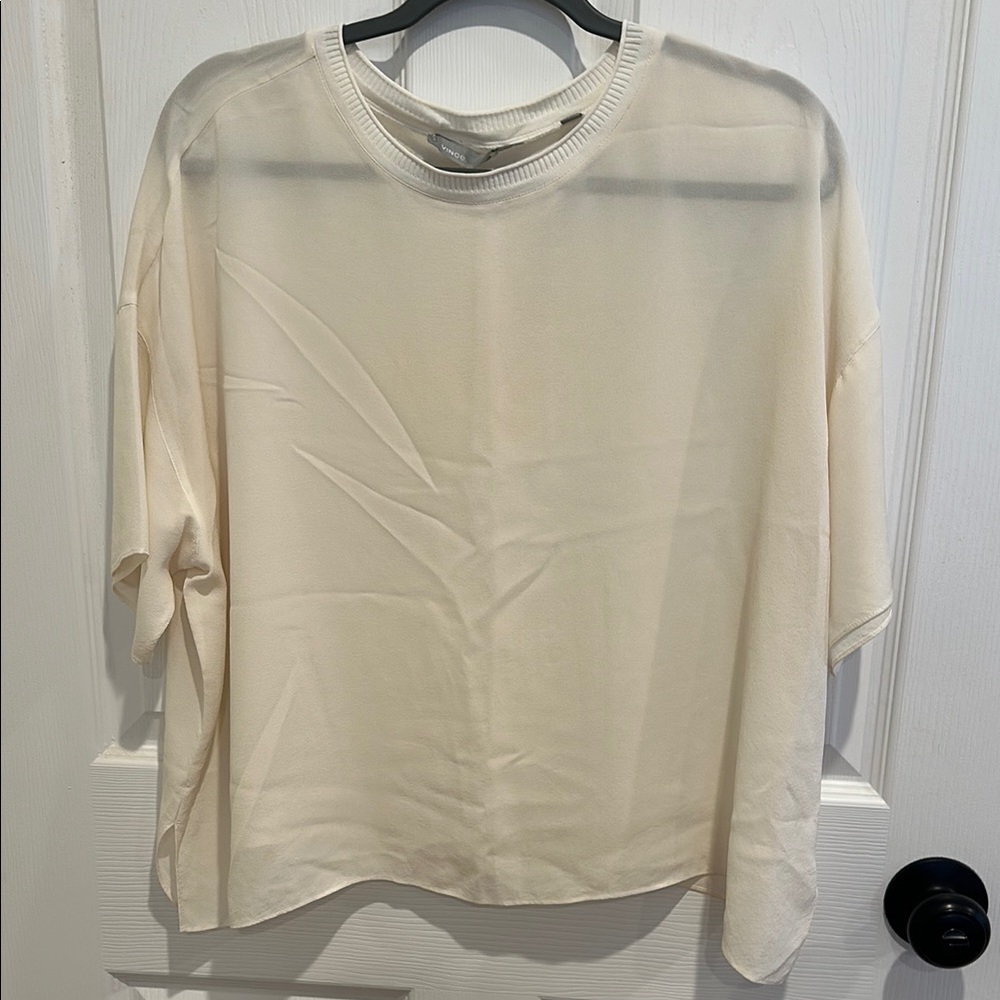 Vince Silk Popover Blouse Off-White, Small